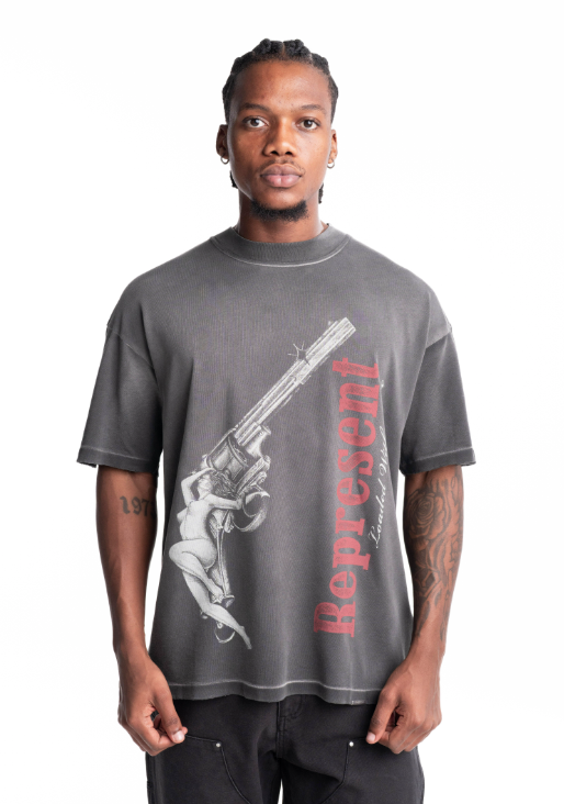 Represent Men's Loaded w/ Love T Shirt | MLM100682-04-Stained Black