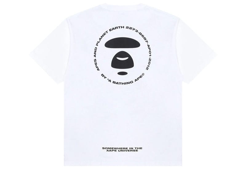 AAPE By A Bathing Ape Moonface Embossed Logo Basic Tee White
