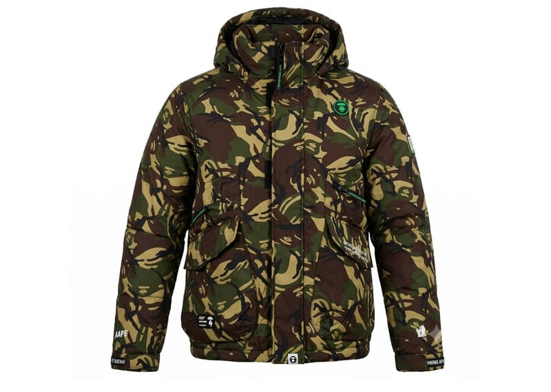 AAPE Moonface Logo Patch Camo Puffer Jacket