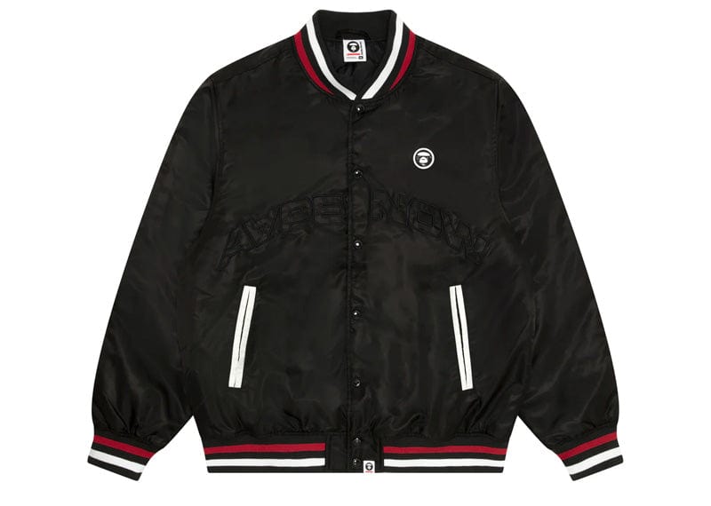 AAPE Now Moonface Baseball Jacket Black Red