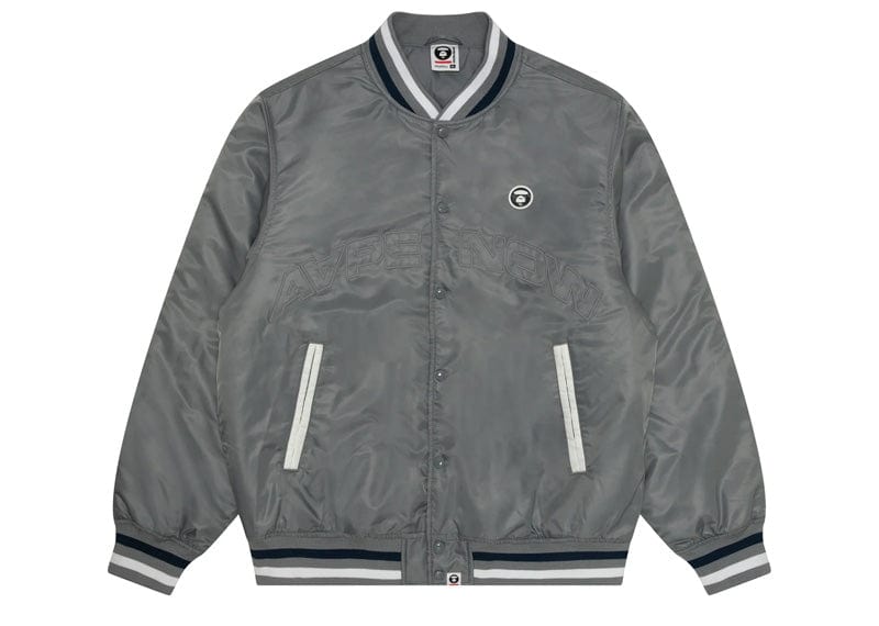 AAPE Now Moonface Baseball Jacket Grey