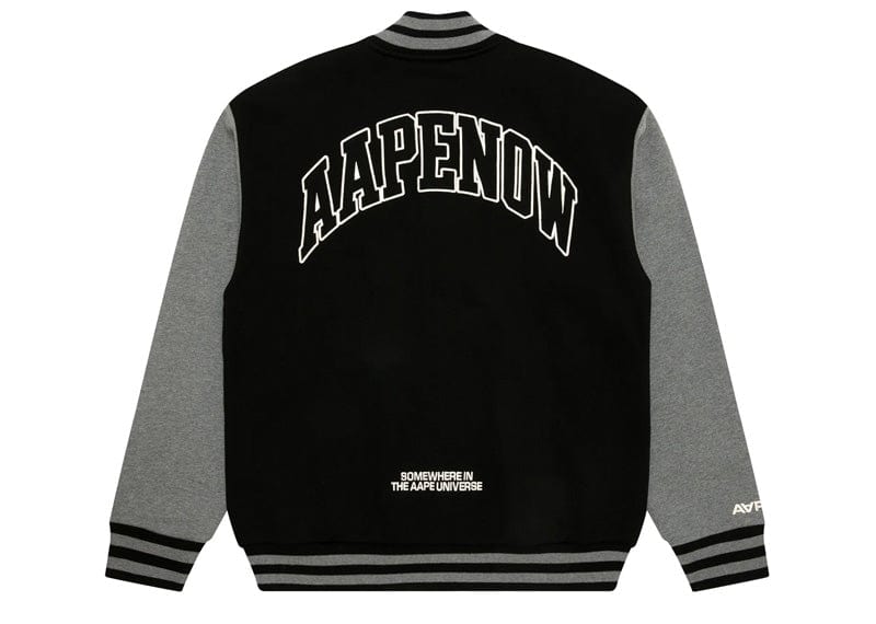 AAPE Now Moonface Logo Baseball Jacket Black/Gray