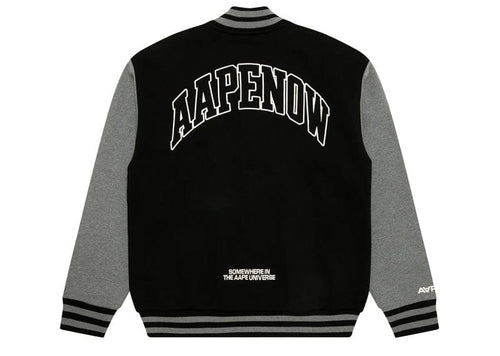 AAPE Now Moonface Logo Baseball Jacket Black/Gray