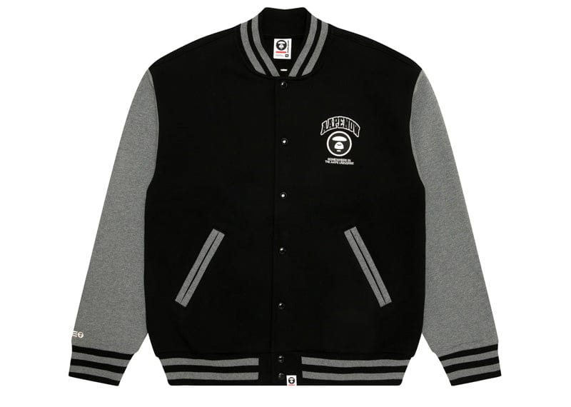AAPE Now Moonface Logo Baseball Jacket Black/Gray