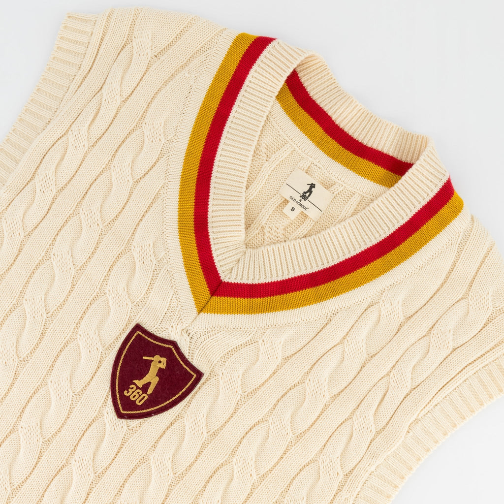 AB de Villiers 360 Crest Knit Vest Cable Ivory