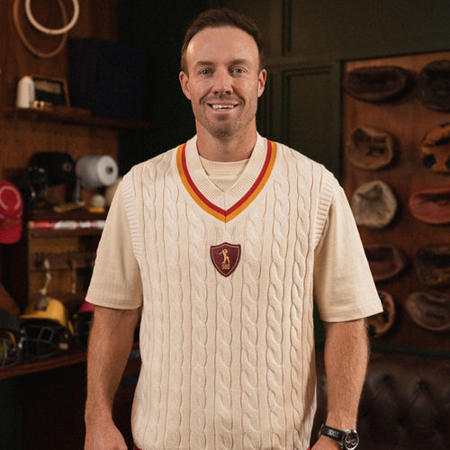 AB de Villiers 360 Crest Knit Vest Cable Ivory