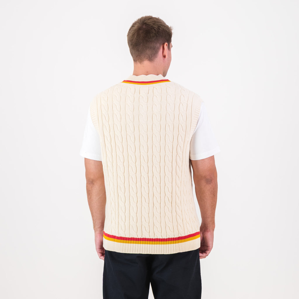 AB de Villiers 360 Crest Knit Vest Cable Ivory