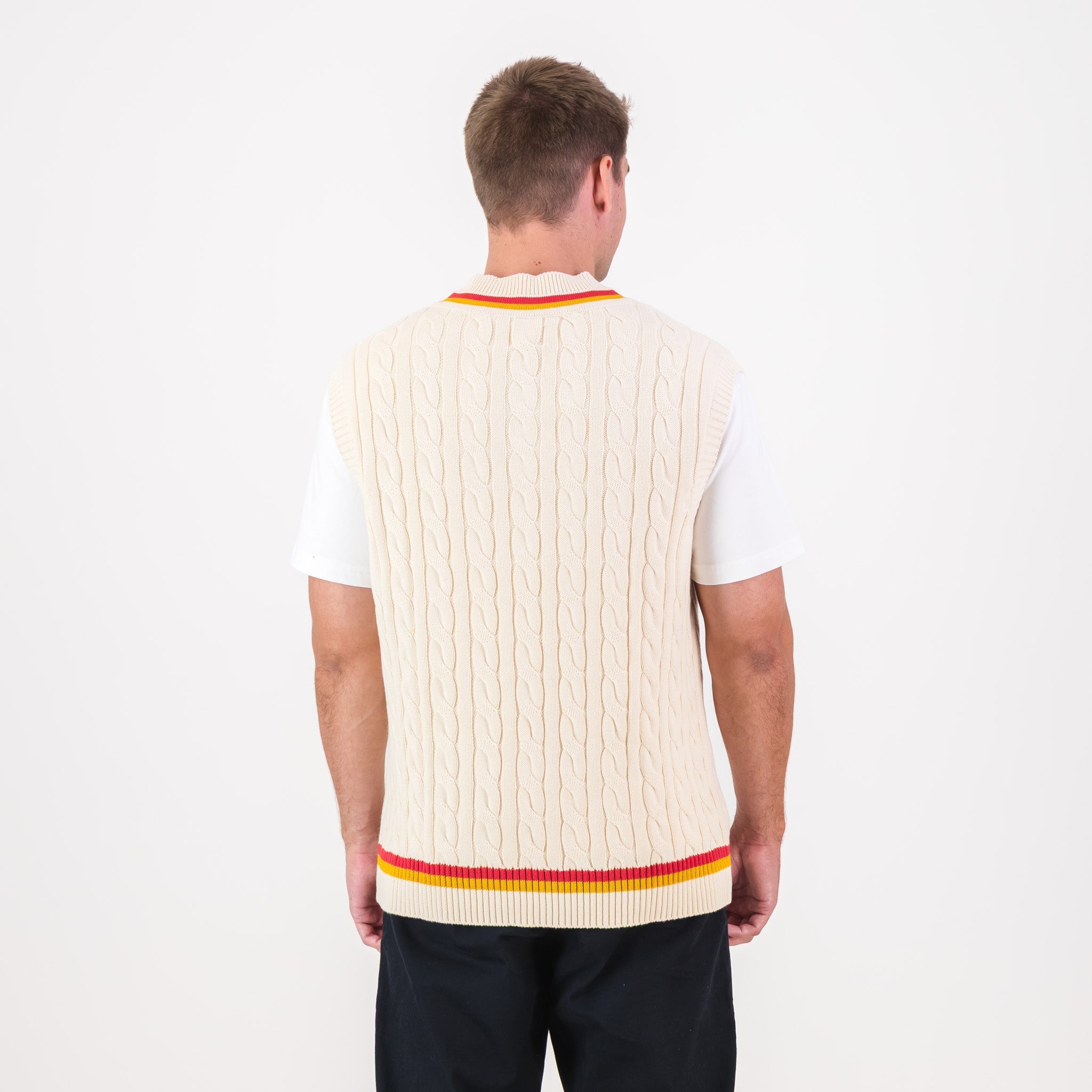 AB de Villiers 360 Crest Knit Vest Cable Ivory