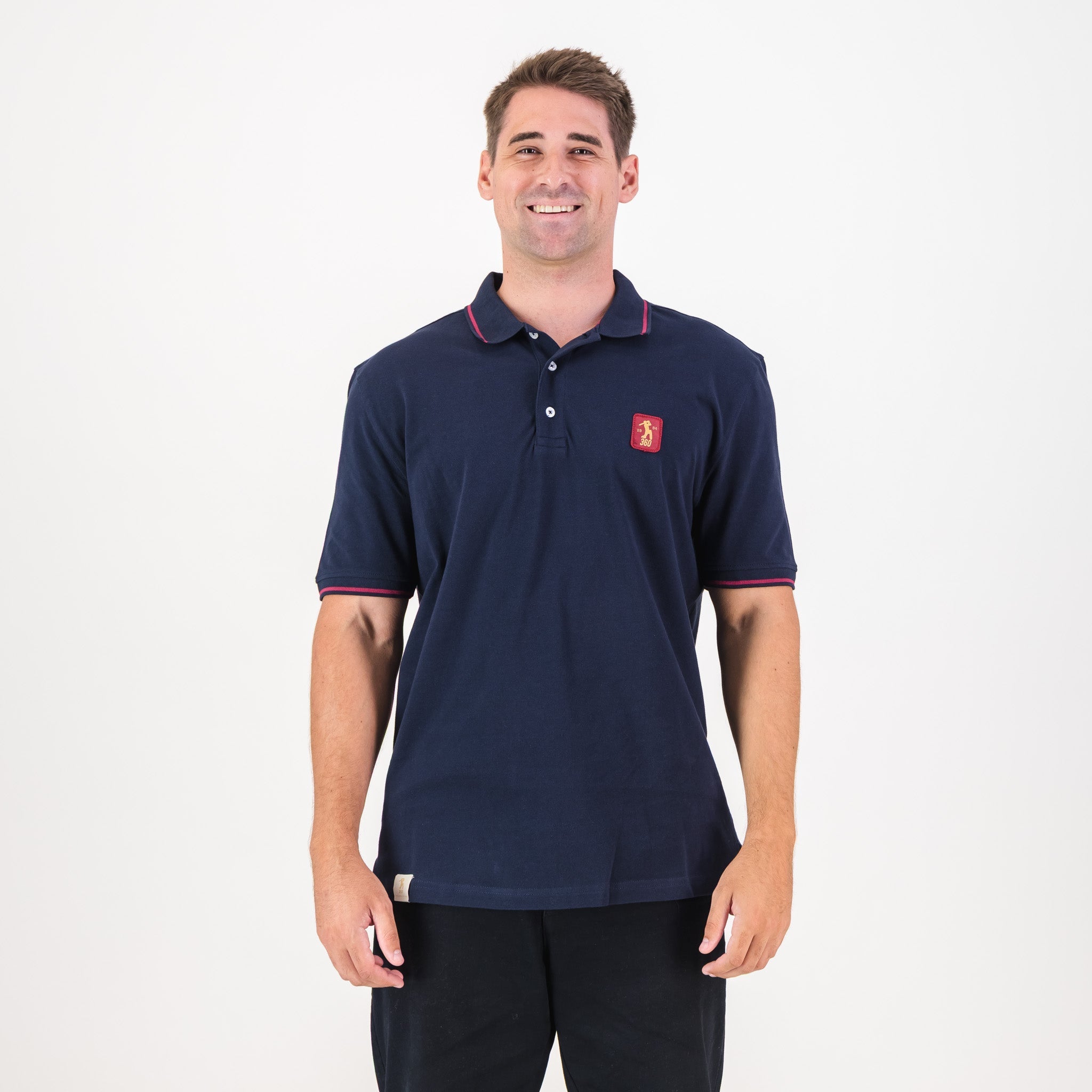 AB de Villiers 360 Small Logo Short Sleeve Polo Navy