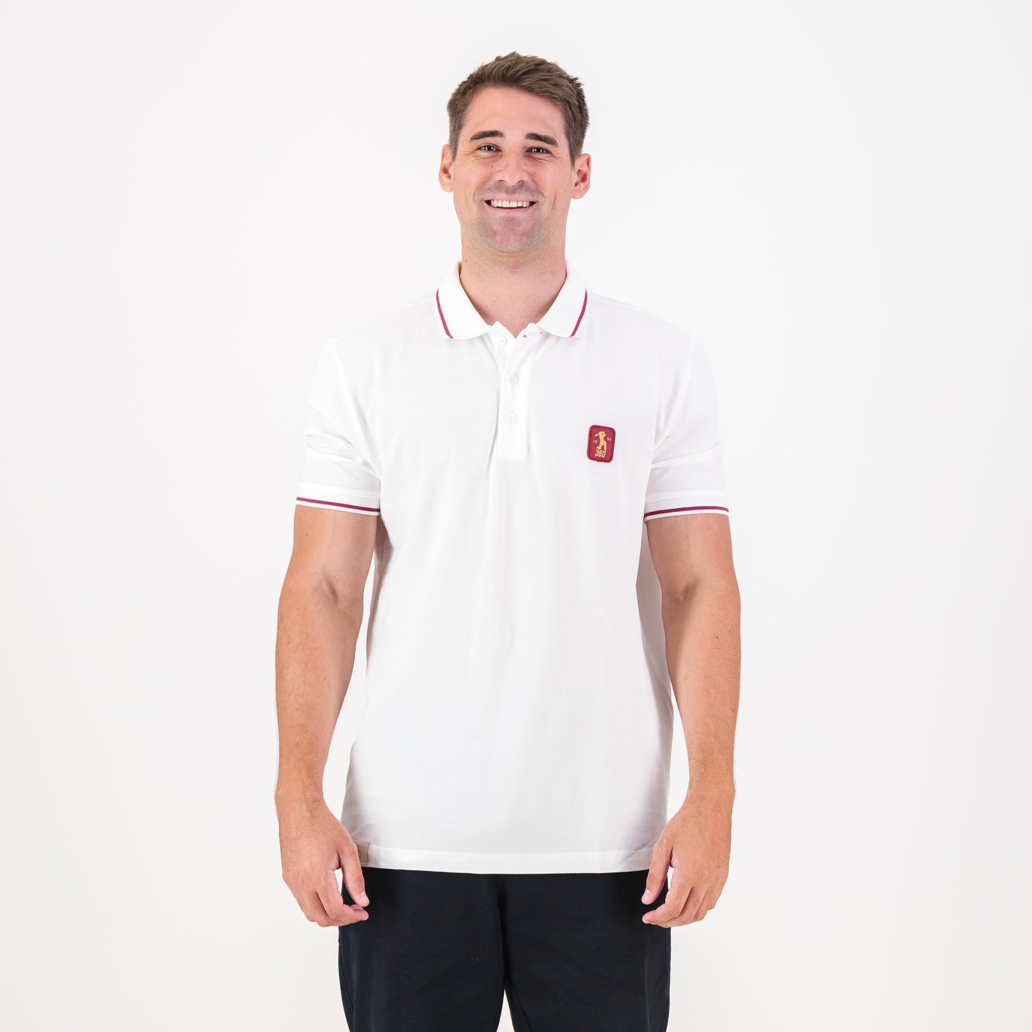 AB de Villiers 360 Small Logo Short Sleeve Polo White
