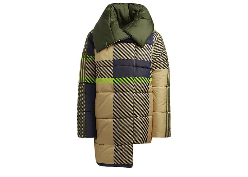 adidas Ivy Park Halls of Ivy Reversible Asymmetrical Puffer Jacket 2.0 (All Gender) Pyrite/Dark Blue/Wild Pine/Black