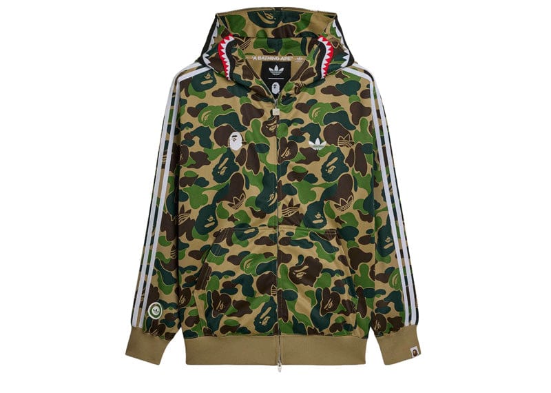adidas x BAPE Relaxed Fit Track Camo Shark Full Zip Hoodie Green