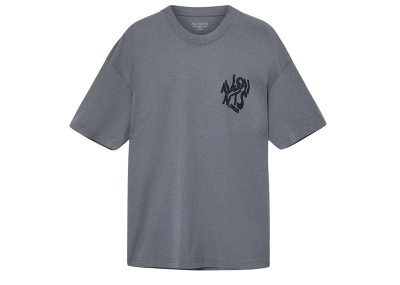 All Saints Orlando Logo Print Oversized Tee Hazed Grey