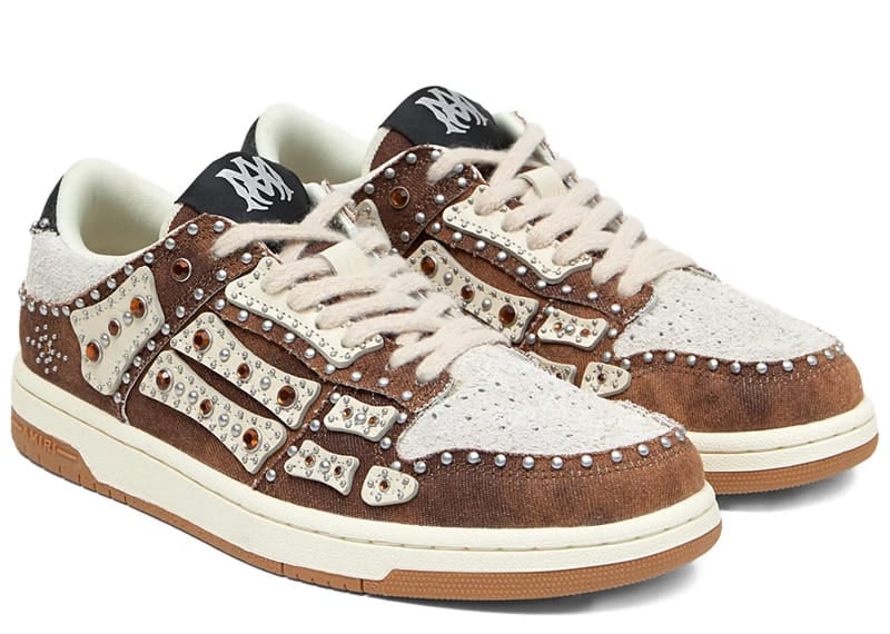 Amiri Stud Skel Top Low Dark Brown
