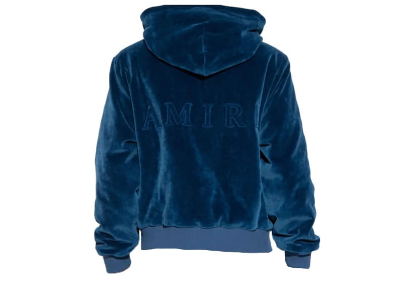 AMIRI Velour Hoodie Blue