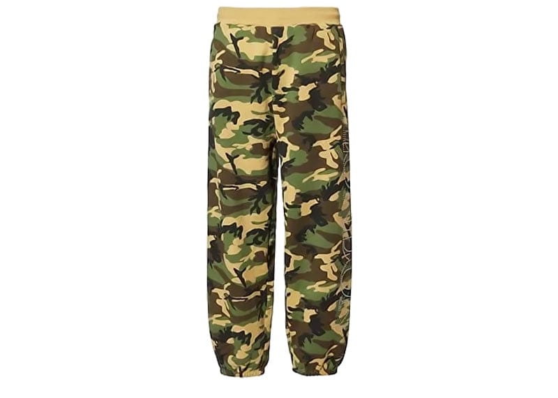 Awake NY Rhinestone Text Sweatpants Green Camo