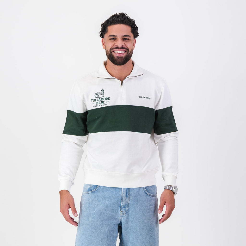 B2B Old School Tullamore Dew Quarter Zip Sweat Panel Green White