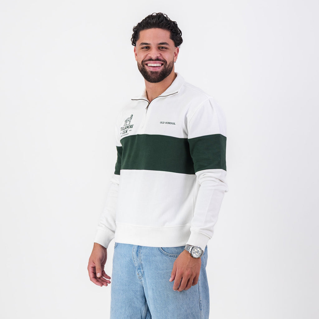 B2B Old School Tullamore Dew Quarter Zip Sweat Panel Green White