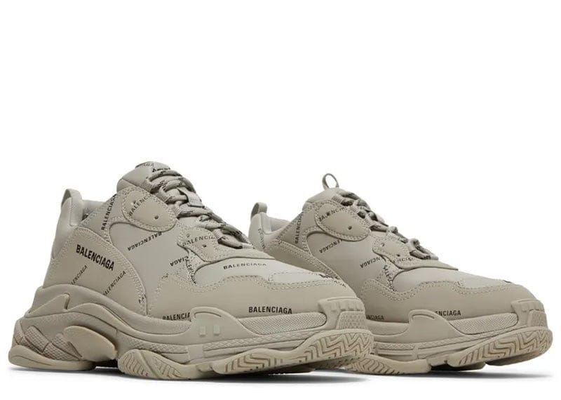 Balenciaga All Over Logo Triple S Beige Black
