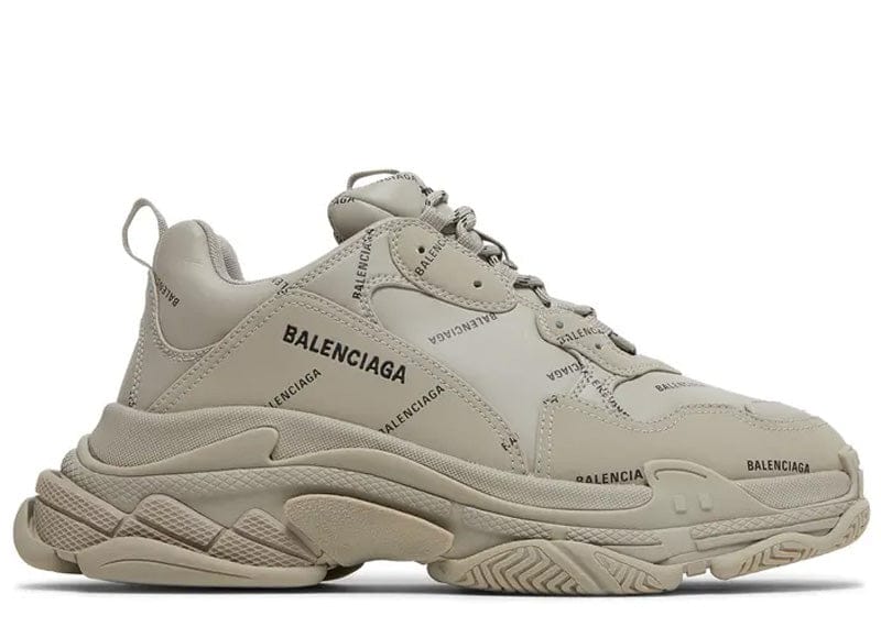 Balenciaga All Over Logo Triple S Beige Black