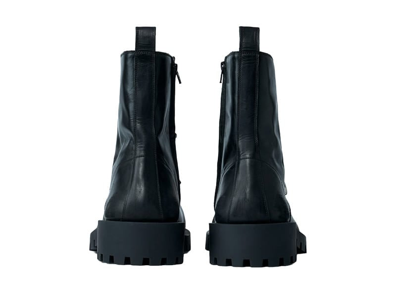 Balenciaga Hummer Leather Lace-Up Boot Black