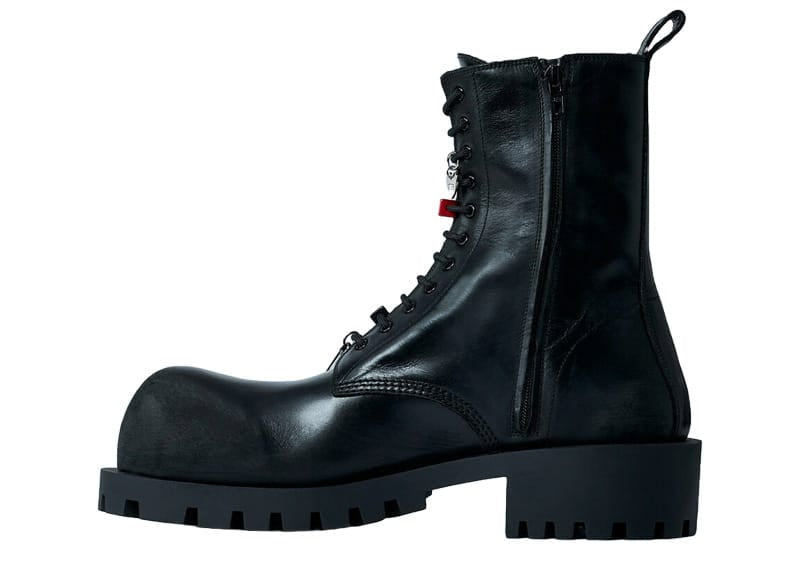 Balenciaga Hummer Leather Lace-Up Boot Black