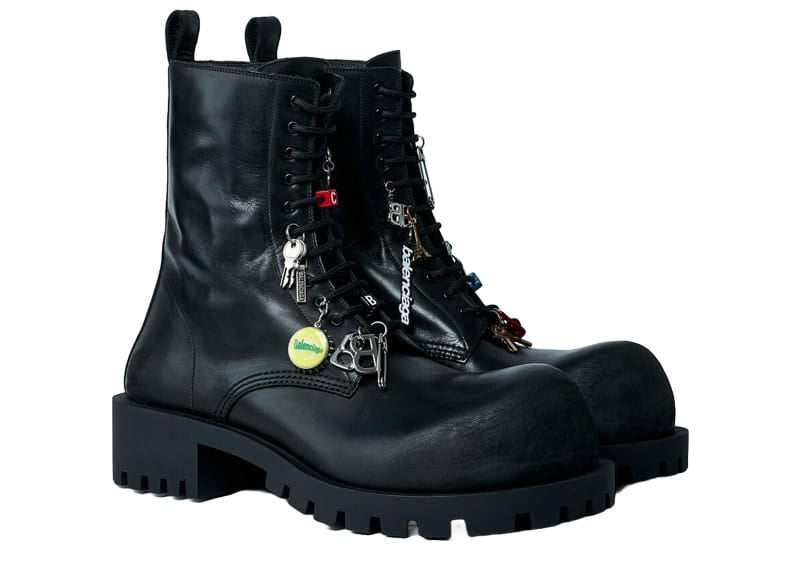 Balenciaga Hummer Leather Lace-Up Boot Black