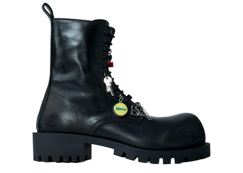 Balenciaga Hummer Leather Lace-Up Boot Black