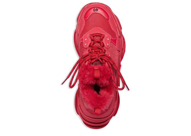 Balenciaga Triple S Faux Fur Burgundy