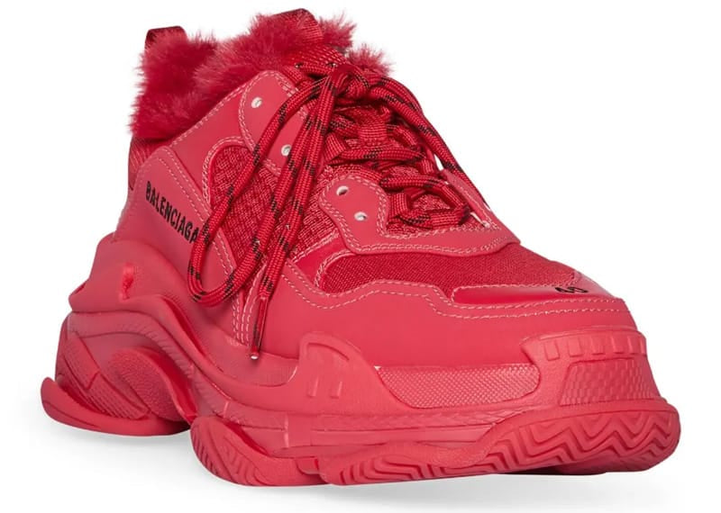 Balenciaga Triple S Faux Fur Burgundy