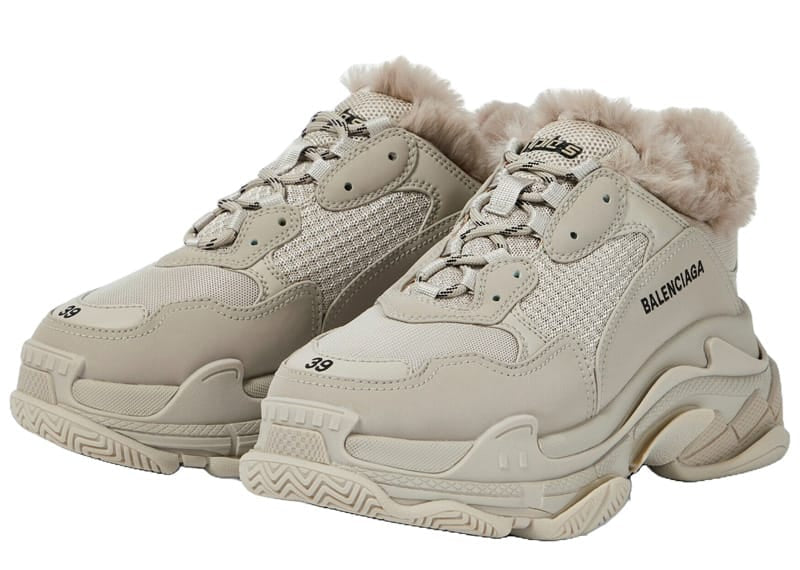 Balenciaga Triple S Sneaker Fake Fur Beige