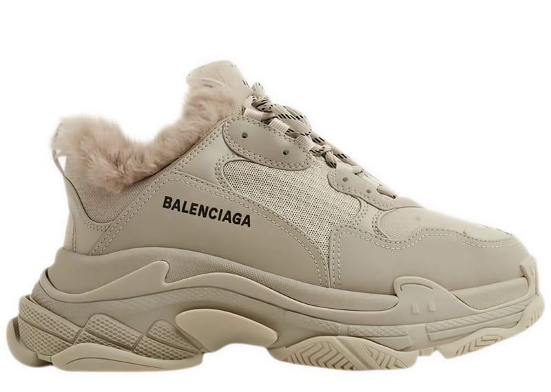 Balenciaga Triple S Sneaker Fake Fur Beige