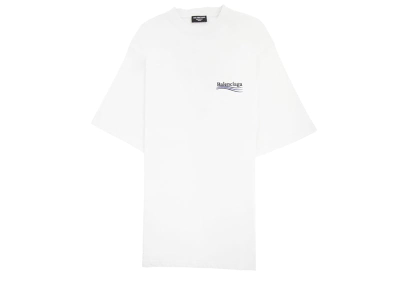 Balenciaga Women's Political Campaign Small Fit Embroidery Round-neck White