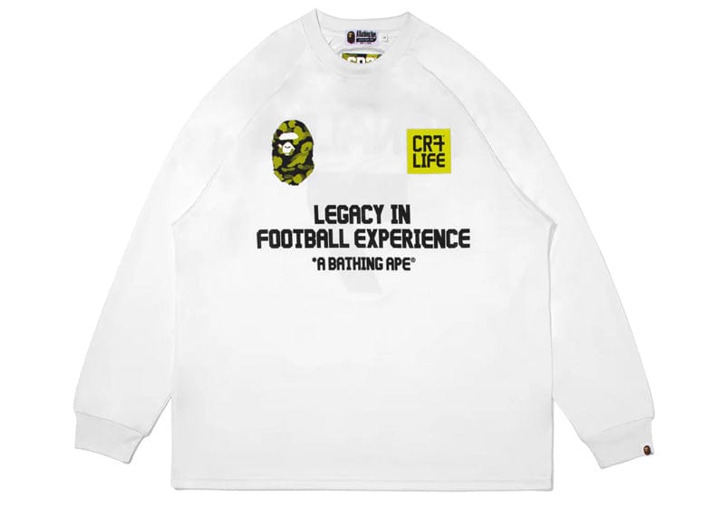 BAPE x CR7 Life Multi Logo Relaxed Fit LS Football Jersey White