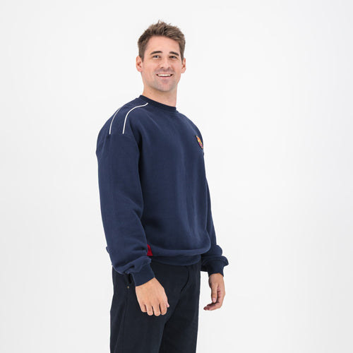 Barcelona FC colour block Crew Sweat-Navy