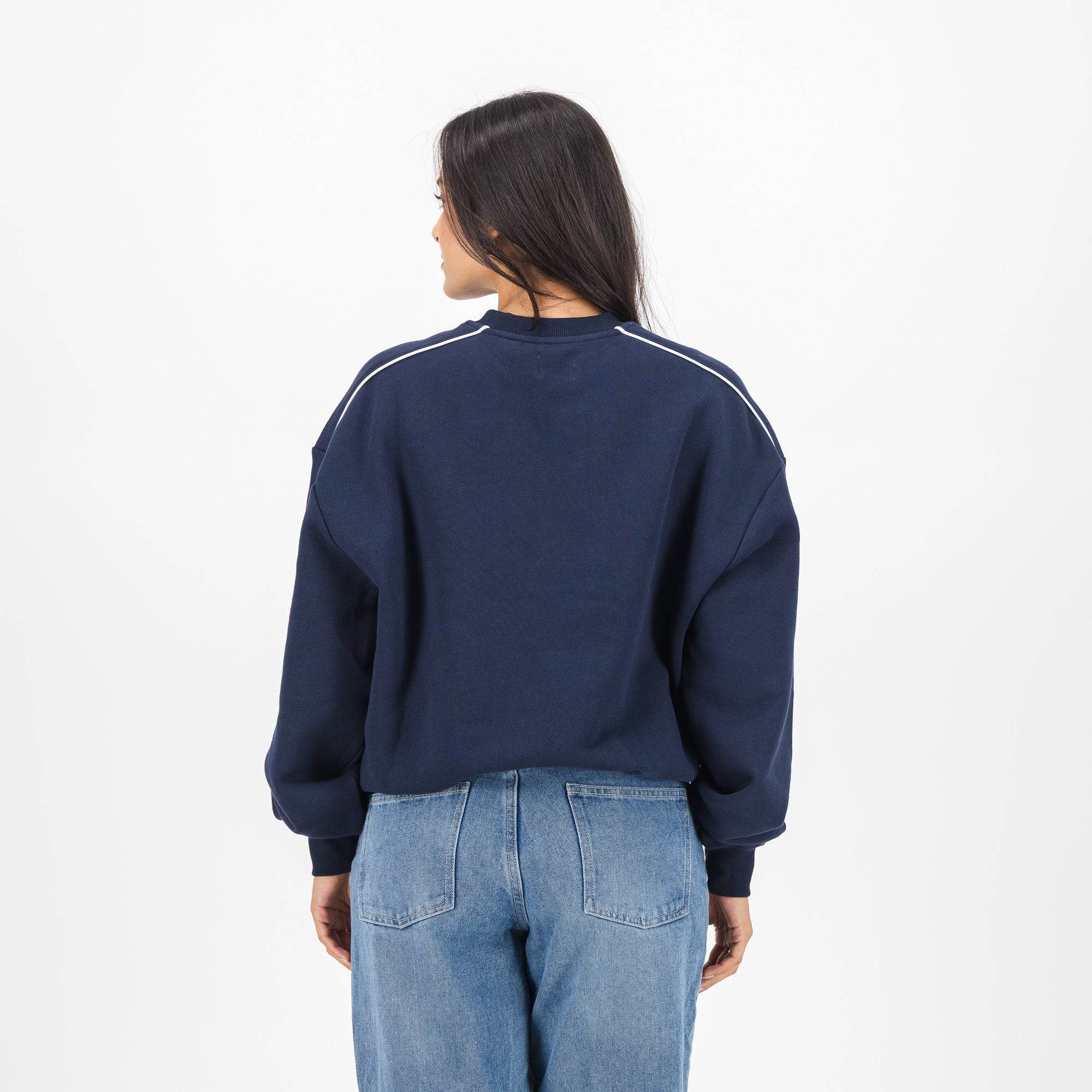 Barcelona FC colour block Crew Sweat-Navy