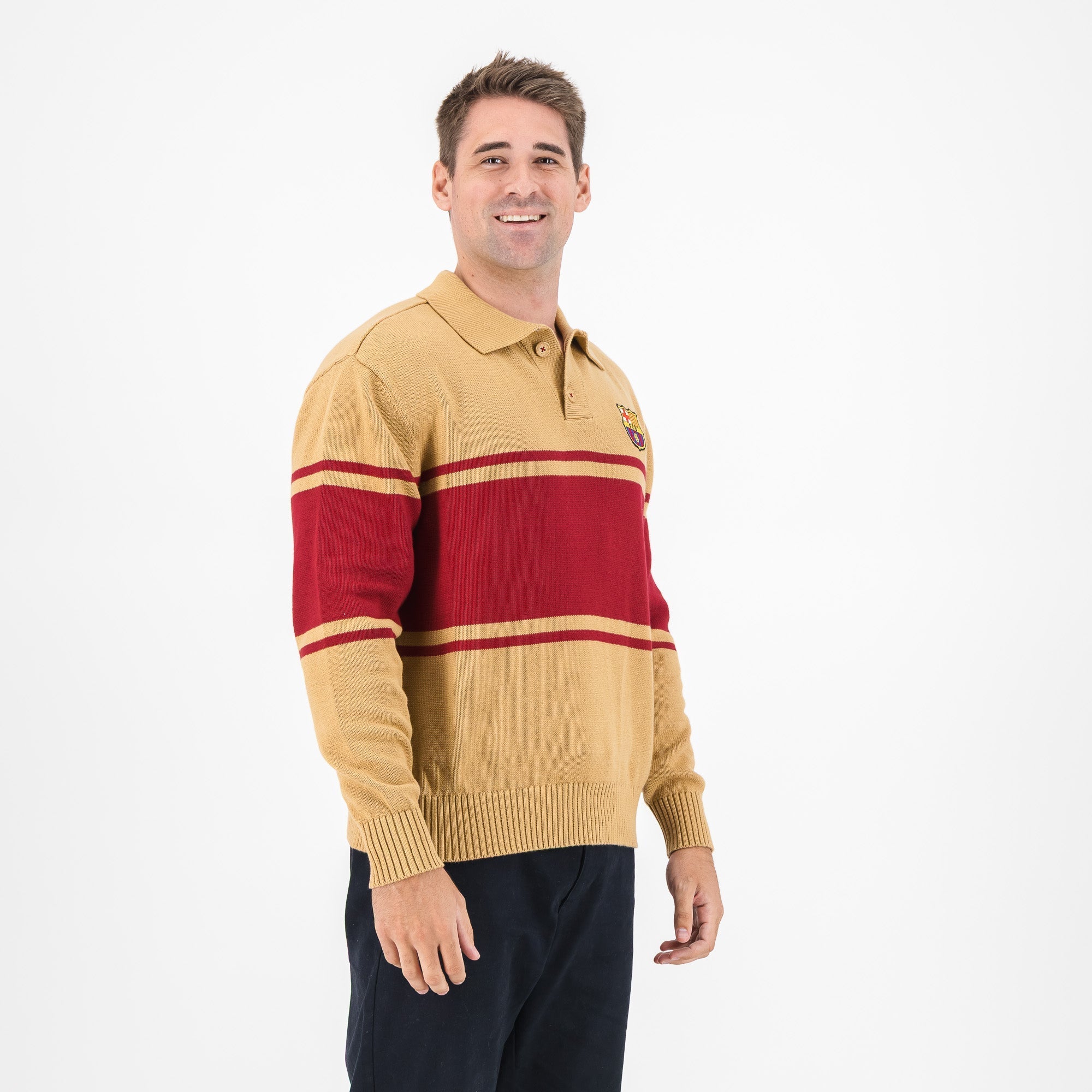 Barcelona FC Hoop Button up LS Jersey-Ice Coffee