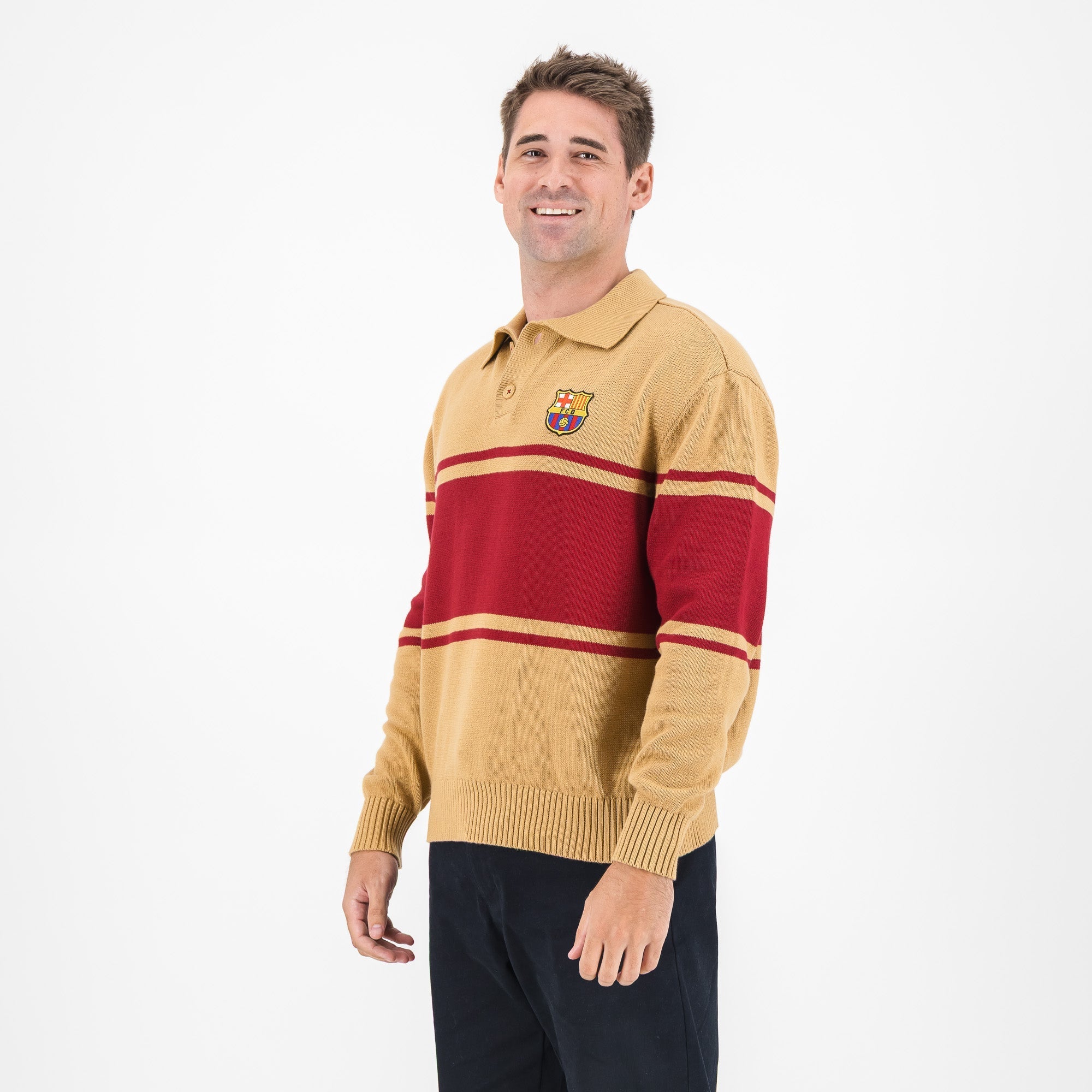 Barcelona FC Hoop Button up LS Jersey-Ice Coffee