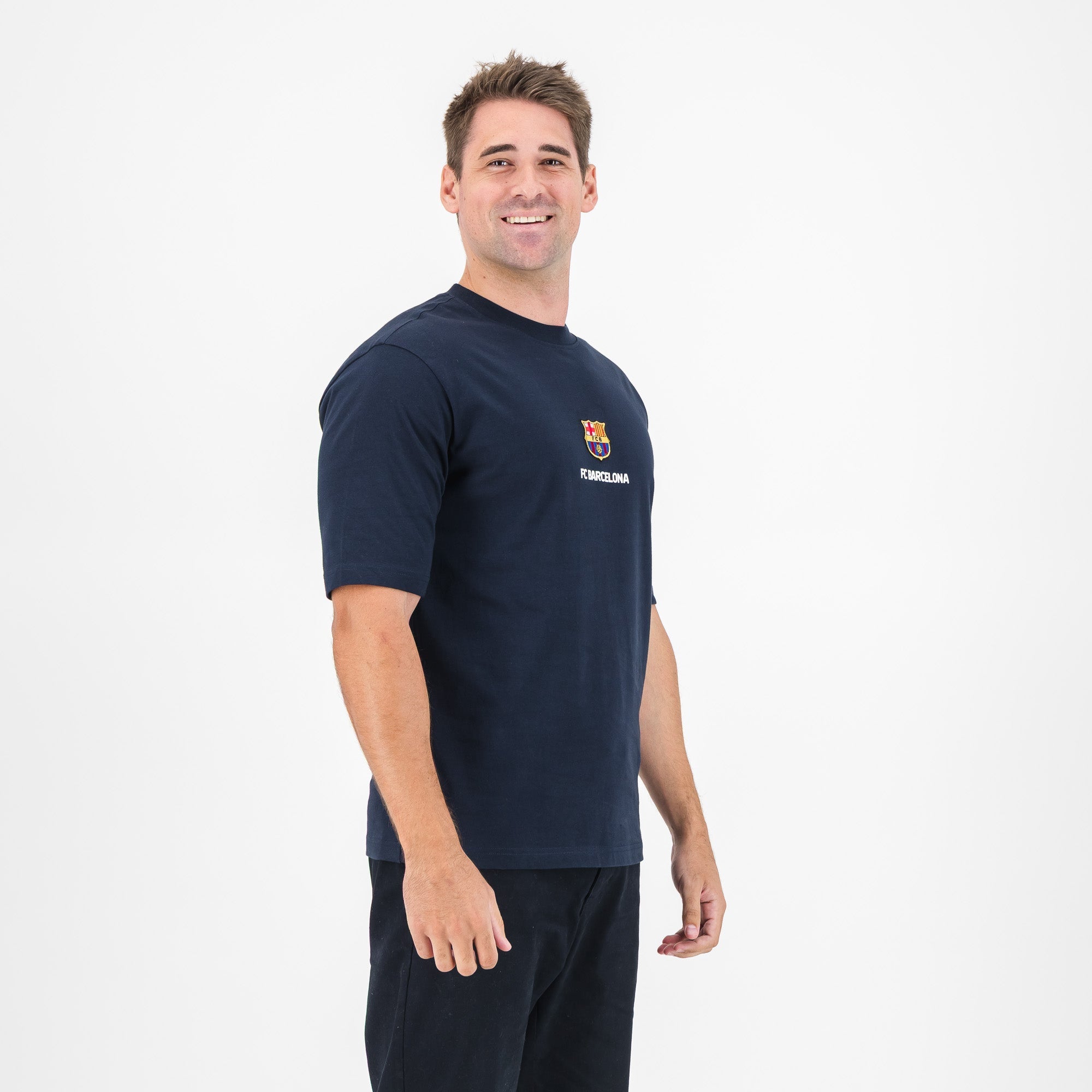 Barcelona FC Shield Boxy Tee-Navy