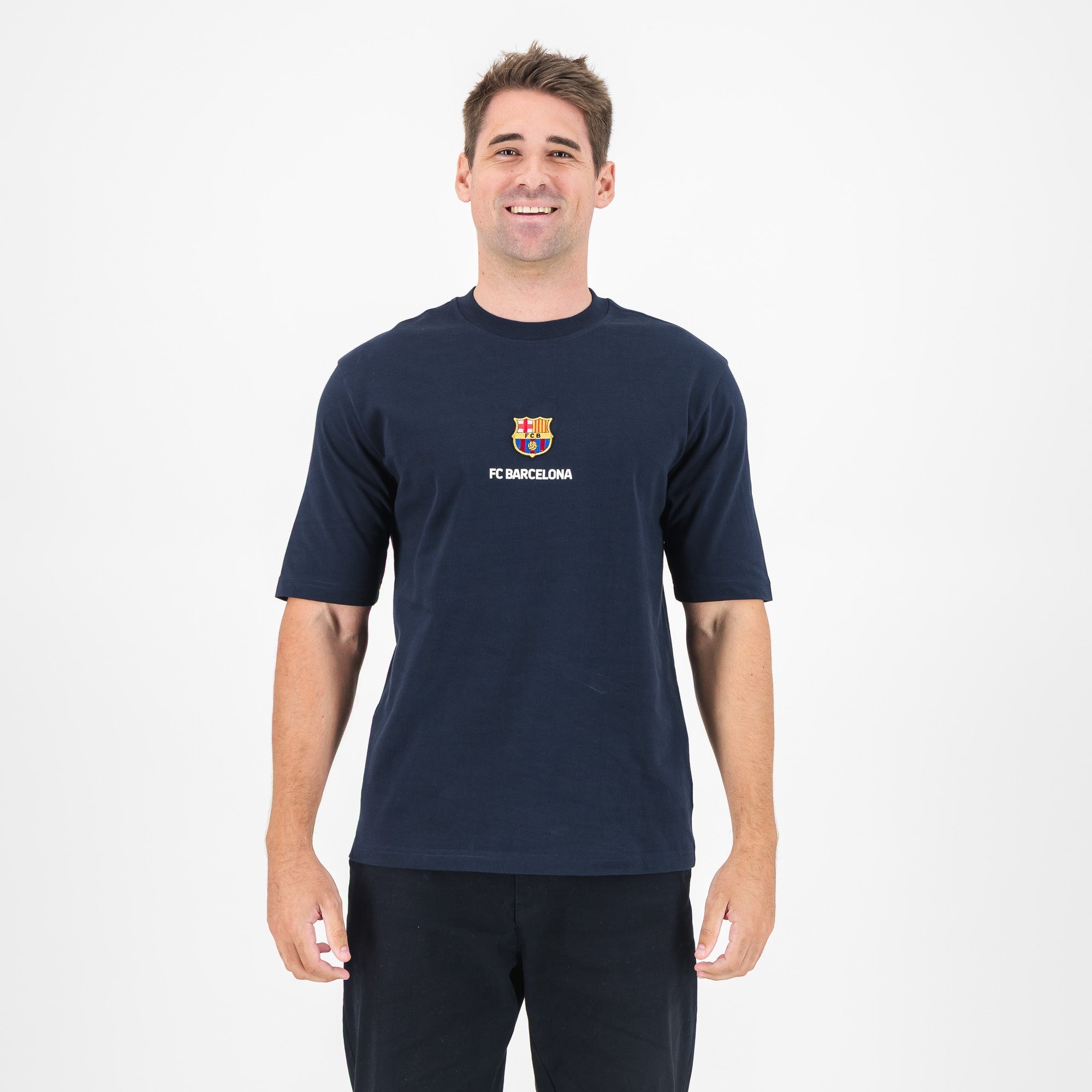 Barcelona FC Shield Boxy Tee-Navy