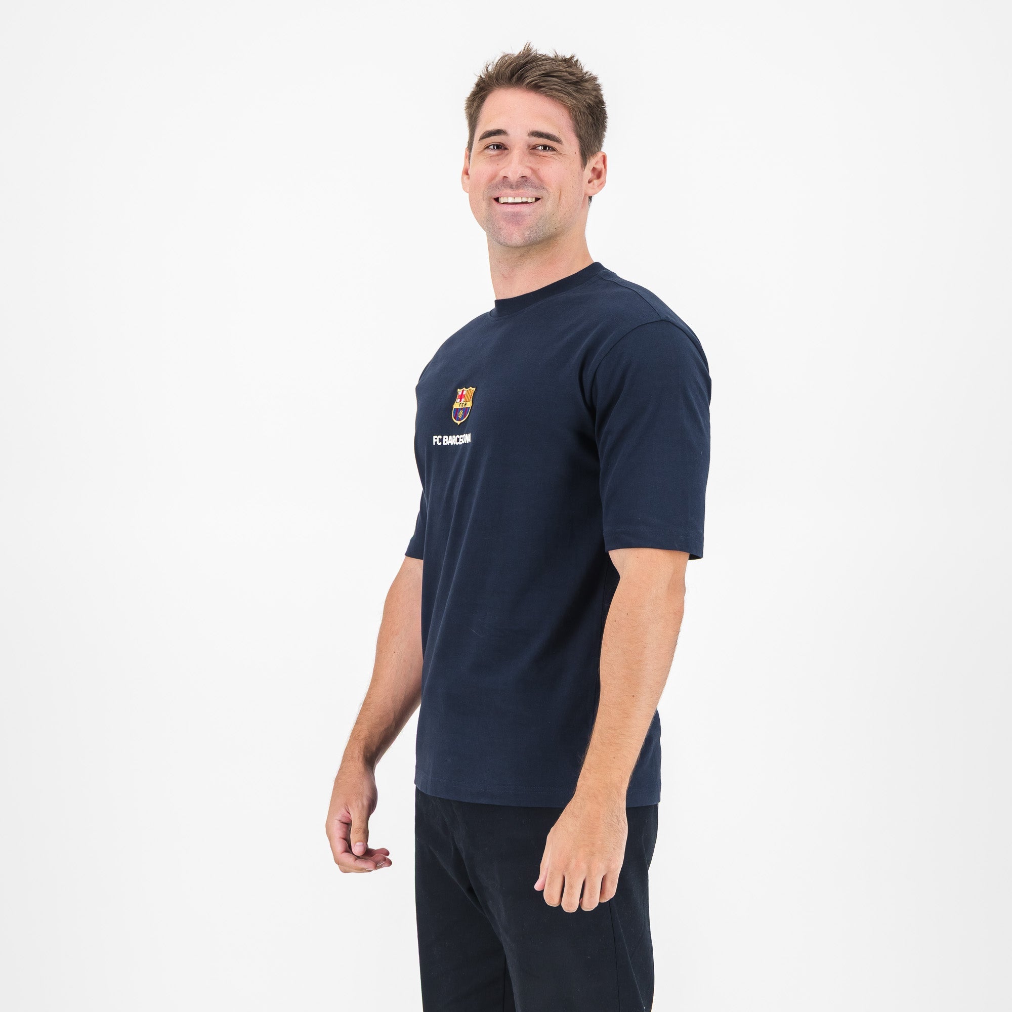 Barcelona FC Shield Boxy Tee-Navy