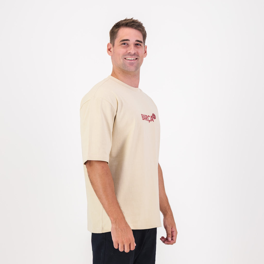 Barcelona FC Word Soccer Ball Barca Boxy Tee-Ivory
