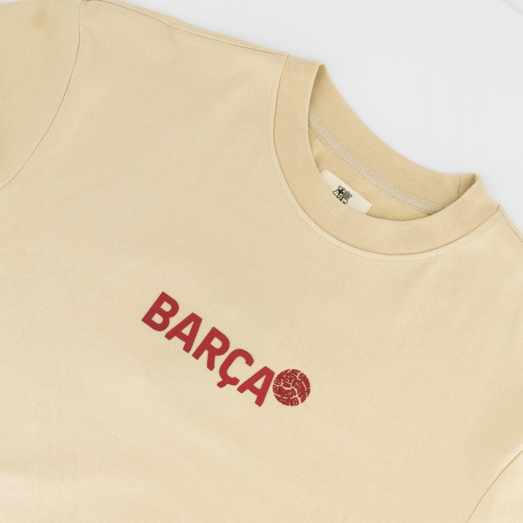 Barcelona FC Word Soccer Ball Barca Boxy Tee-Ivory
