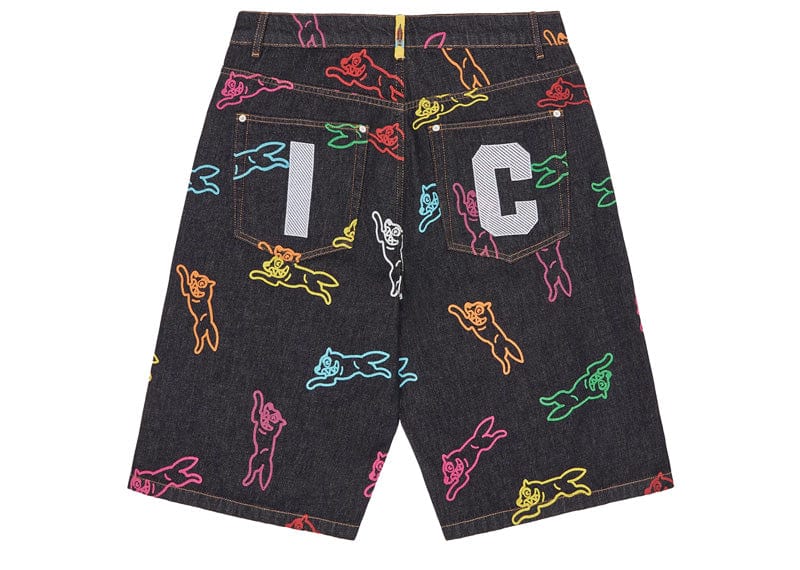 Billionaire Boys Club Allover Running Dog Denim Shorts Black