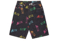 Billionaire Boys Club Allover Running Dog Denim Shorts Black