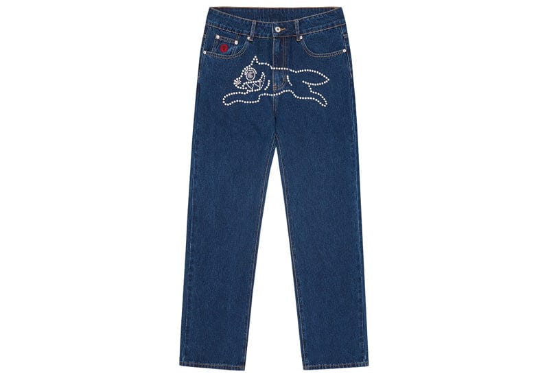 Billionaire Boys Club Running Dog Denim Jeans Rhinestone Indigo