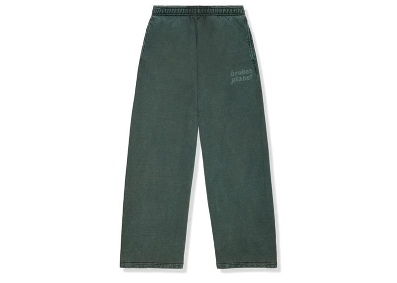 Broken Planet Basics Wide Leg Sweatpants Washed Emerald Green