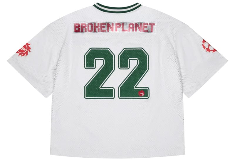 Broken Planet Football Jersey Snow White/Forest Green