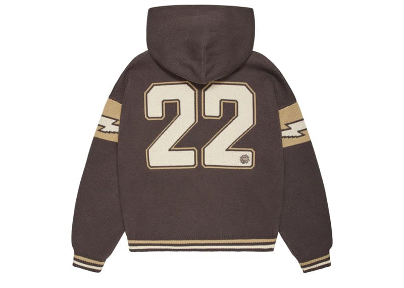 Broken Planet Varsity Knit Zip-Up Hoodie Chocolate Brown
