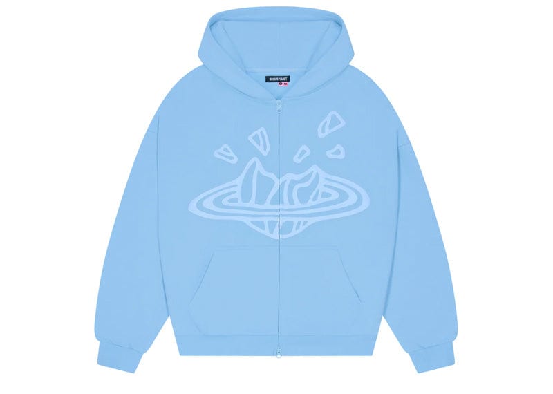 Broken Planet Zip up Hoodie Sky Blue